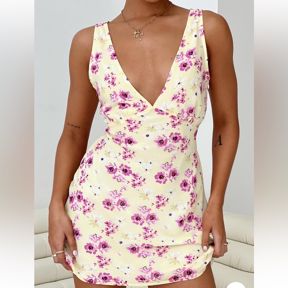 Princess Polly Floral Mini Dress in Yellow and Pink